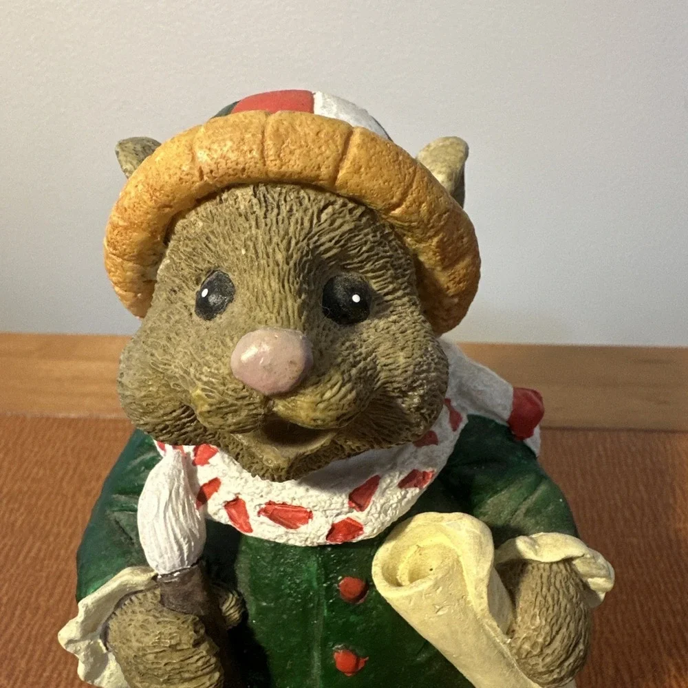 Christmas mouse brown green red white‎ paint brush 5